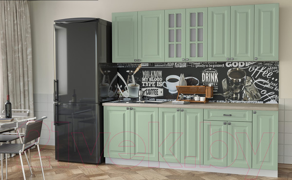 Изображение товара Кухонный гарнитур Интерлиния Мила Деко 2.3 Б (мята/травертин серый)