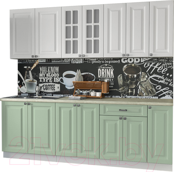 Изображение товара Кухонный гарнитур Интерлиния Мила Деко 2.3 Б (мята/белый/опал светлый)