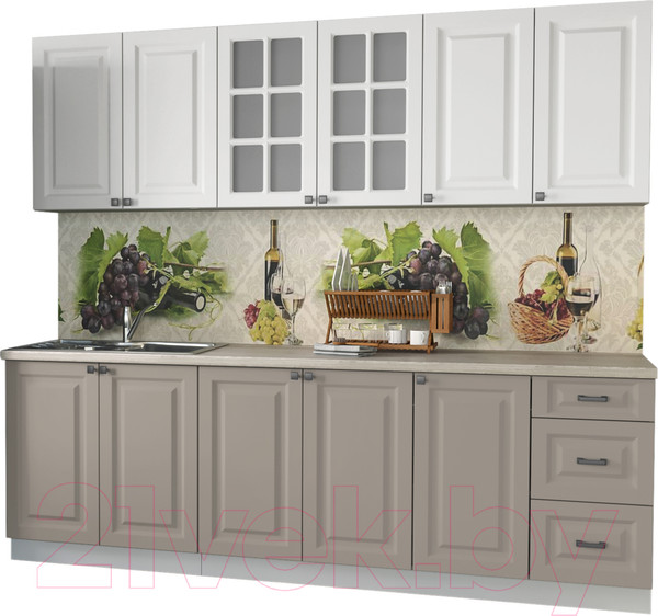 Изображение товара Кухонный гарнитур Interline Мила Деко 2.4 А (белый/луна/травертин серый)