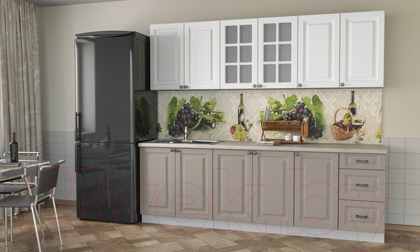 Изображение товара Кухонный гарнитур Interline Мила Деко 2.4 А (белый/луна/травертин серый)