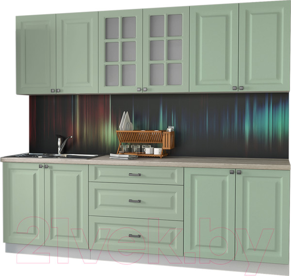 Изображение товара Кухонный гарнитур Интерлиния Мила Деко 2.4 Б (мята/травертин серый)