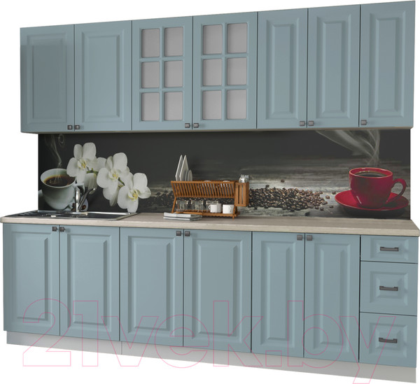 Изображение товара Кухонный гарнитур Интерлиния Мила Деко 2.5 А (океан/травертин серый)