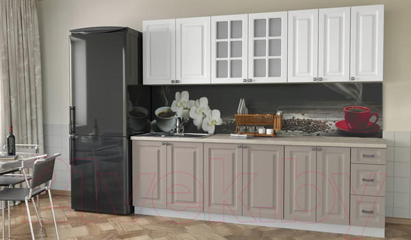 Изображение товара Кухонный гарнитур Интерлиния Мила Деко 2.5 А (белый/луна/травертин серый)