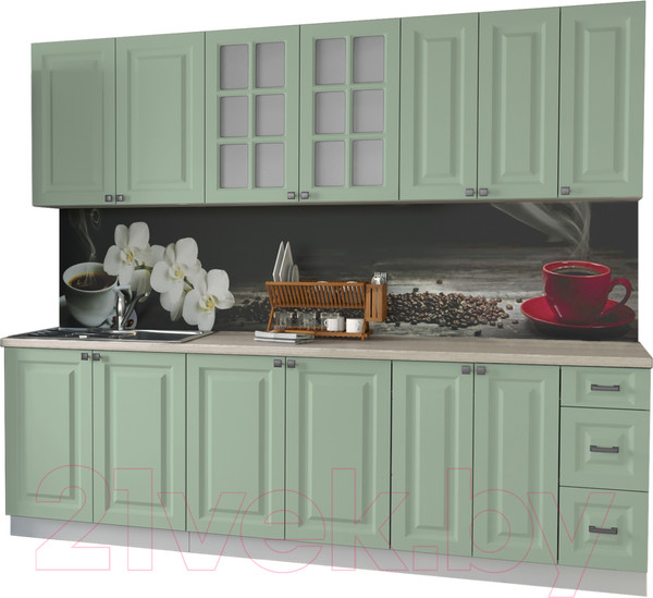 Изображение товара Кухонный гарнитур Интерлиния Мила Деко 2.5 А (мята/травертин серый)