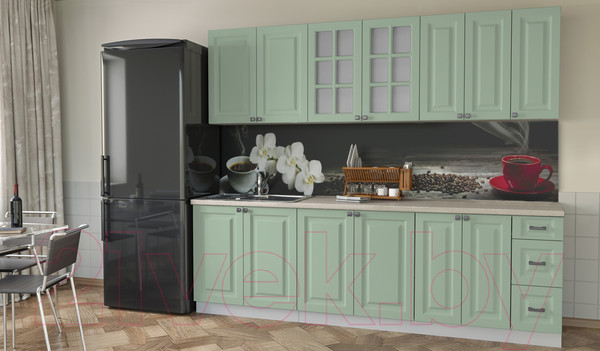 Изображение товара Кухонный гарнитур Интерлиния Мила Деко 2.5 А (мята/травертин серый)