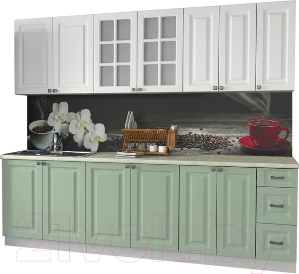 Изображение товара Кухонный гарнитур Интерлиния Мила Деко 2.5 А (мята/белый/опал светлый)