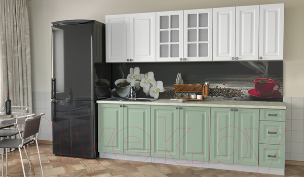 Изображение товара Кухонный гарнитур Интерлиния Мила Деко 2.5 А (мята/белый/опал светлый)