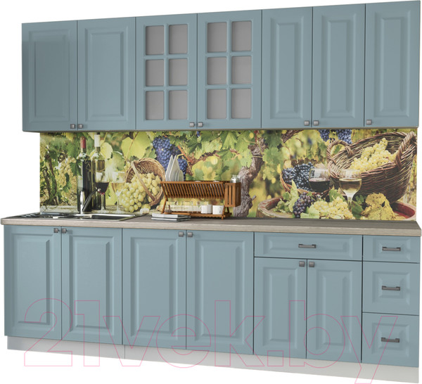 Изображение товара Кухонный гарнитур Интерлиния Мила Деко 2.5 Б (океан/травертин серый)