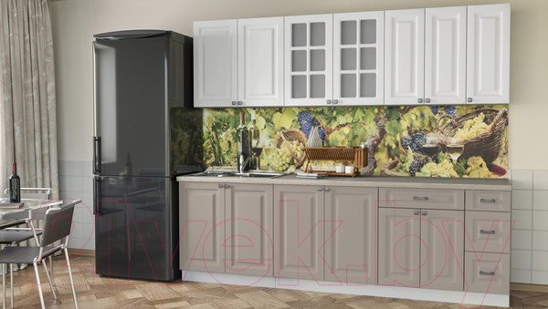 Изображение товара Кухонный гарнитур Интерлиния Мила Деко 2.5 Б (белый/луна/травертин серый)