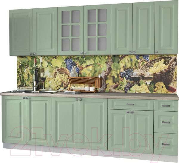 Изображение товара Кухонный гарнитур Интерлиния Мила Деко 2.5 Б (мята/травертин серый)