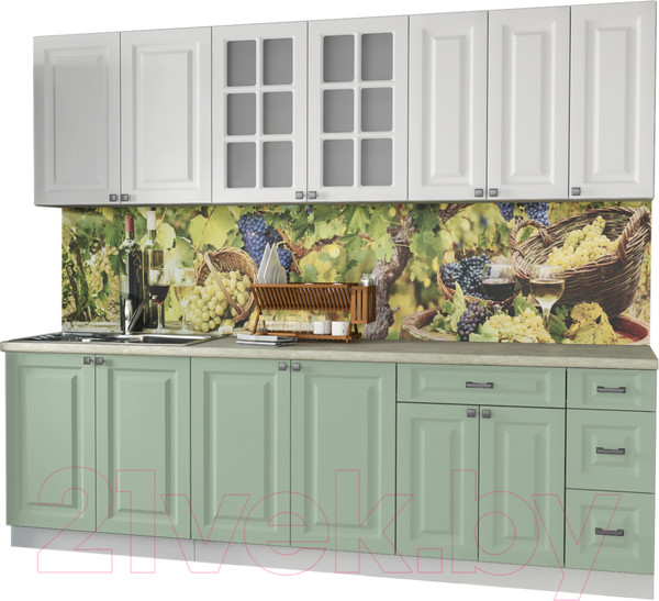 Изображение товара Кухонный гарнитур Интерлиния Мила Деко 2.5 Б (мята/белый/опал светлый)
