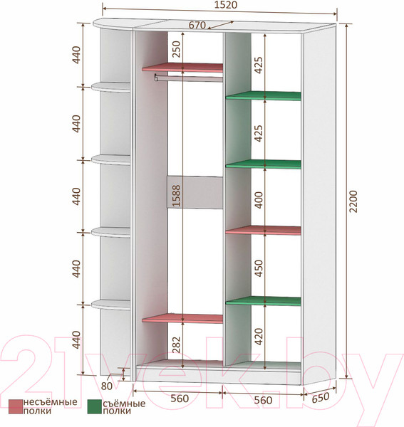 Изображение товара Шкаф-купе Кортекс-мебель Лагуна ШК04-00 (белый, левая консоль)