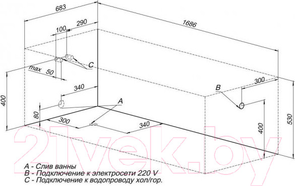 Изображение товара Ванна акриловая Aquanet Extra 170x70