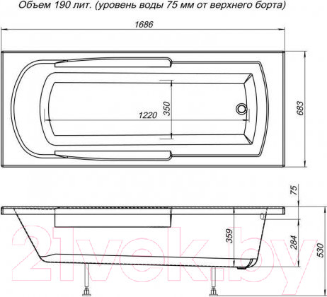 Изображение товара Ванна акриловая Aquanet Extra 170x70