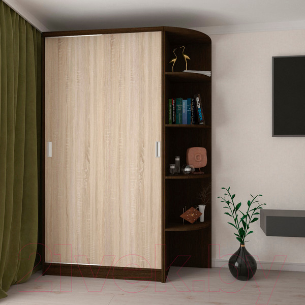 Изображение товара Шкаф-купе Кортекс-мебель Лагуна ШК04-00 (венге/дуб сонома, правая консоль)