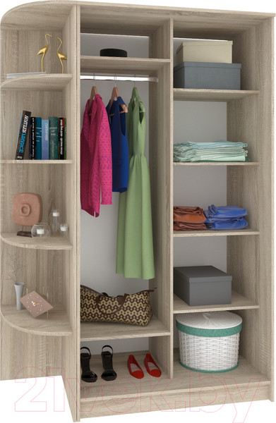 Изображение товара Шкаф-купе Кортекс-мебель Лагуна ШК04-00 (дуб сонома, левая консоль)