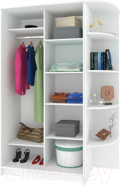 Изображение товара Шкаф-купе Кортекс-мебель Лагуна ШК04-01 (белый, правая консоль)