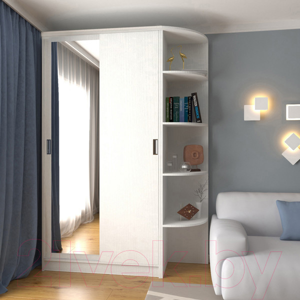 Изображение товара Шкаф-купе Кортекс-мебель Лагуна ШК04-01 (белый, правая консоль)