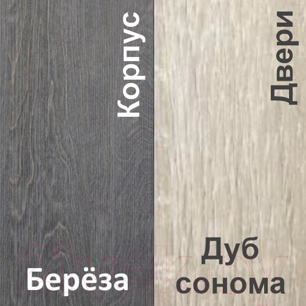 Изображение товара Шкаф-купе Кортекс-мебель Лагуна ШК04-01 (береза/дуб сонома, правая консоль)