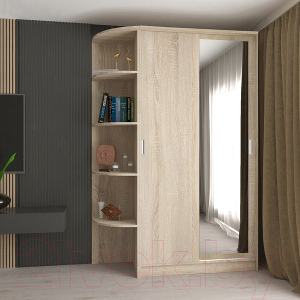 Изображение товара Шкаф-купе Кортекс-мебель Лагуна ШК04-01 (дуб сонома, левая консоль)