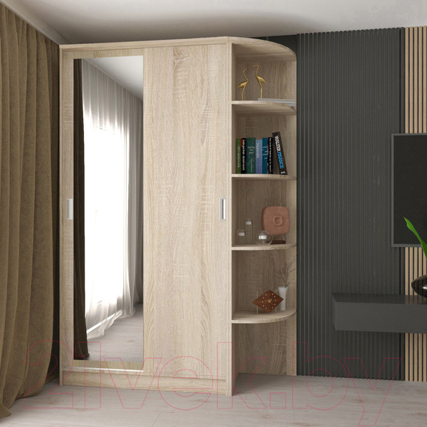 Изображение товара Шкаф-купе Кортекс-мебель Лагуна ШК04-01 (дуб сонома, правая консоль)