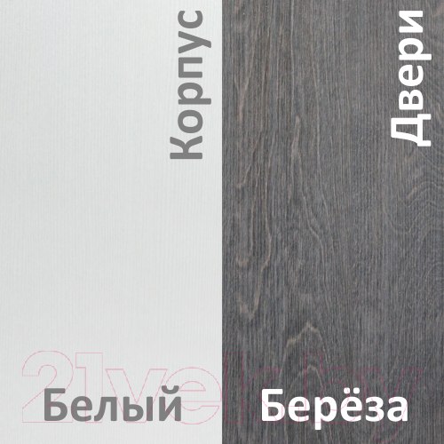 Изображение товара Шкаф-купе Кортекс-мебель Лагуна ШК04-02 (белый/береза, правая консоль)
