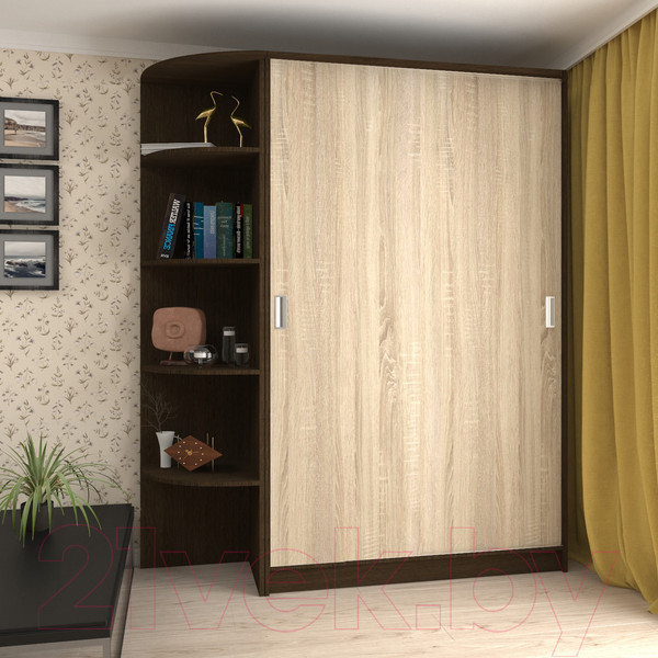 Изображение товара Шкаф-купе Кортекс-мебель Лагуна ШК05-00 (венге/дуб сонома, левая консоль)