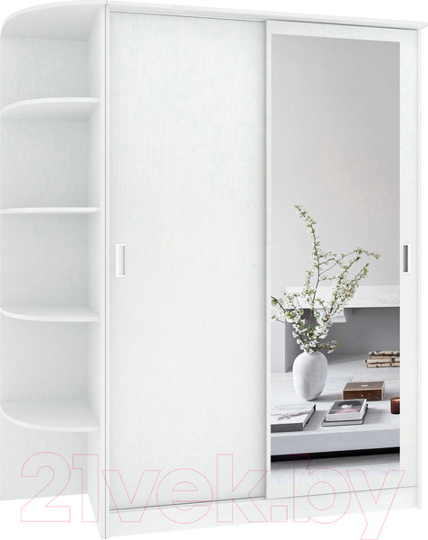 Изображение товара Шкаф-купе Кортекс-мебель Лагуна ШК05-01 (белый, левая консоль)