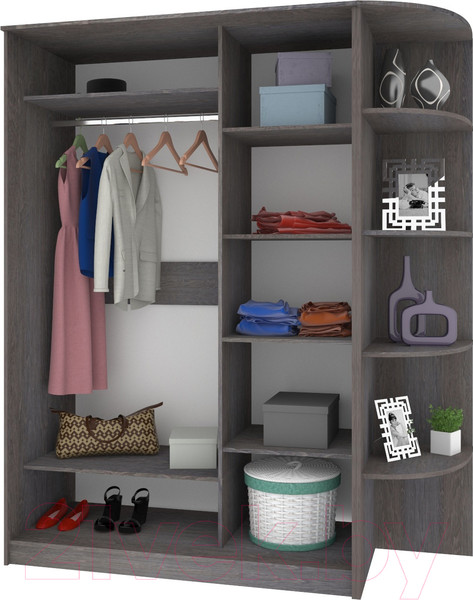 Изображение товара Шкаф-купе Кортекс-мебель Лагуна ШК05-01 (береза/белый, правая консоль)