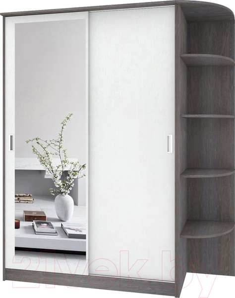 Изображение товара Шкаф-купе Кортекс-мебель Лагуна ШК05-01 (береза/белый, правая консоль)