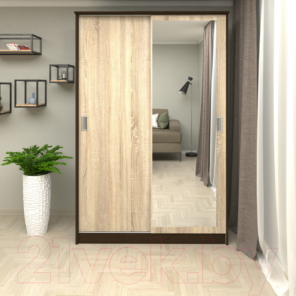 Изображение товара Шкаф-купе Кортекс-мебель Лагуна ШК02-01 (венге/дуб сонома)