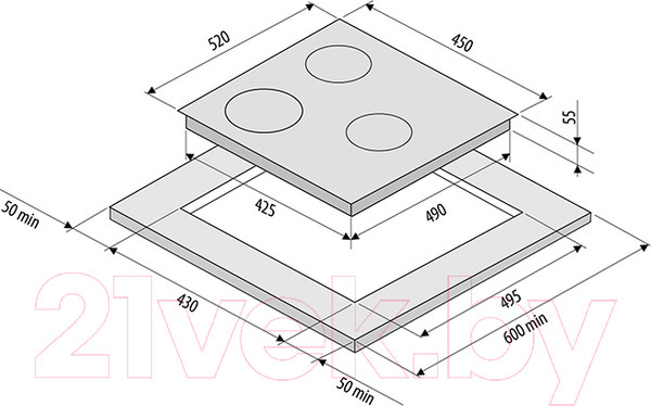 Изображение товара Комплект встраиваемой техники Krona Stretto 45 BL + Ombra 45 BL