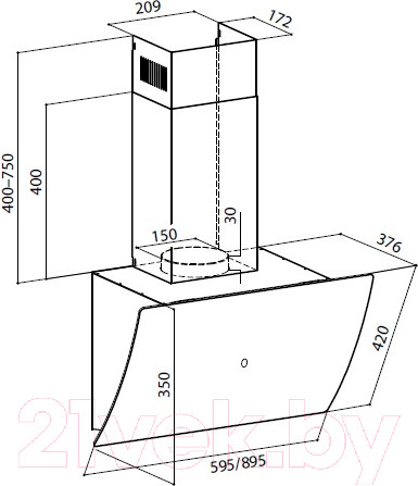 Изображение товара Вытяжка наклонная Lex Plaza GS 60 / CHTI000366 (белый)