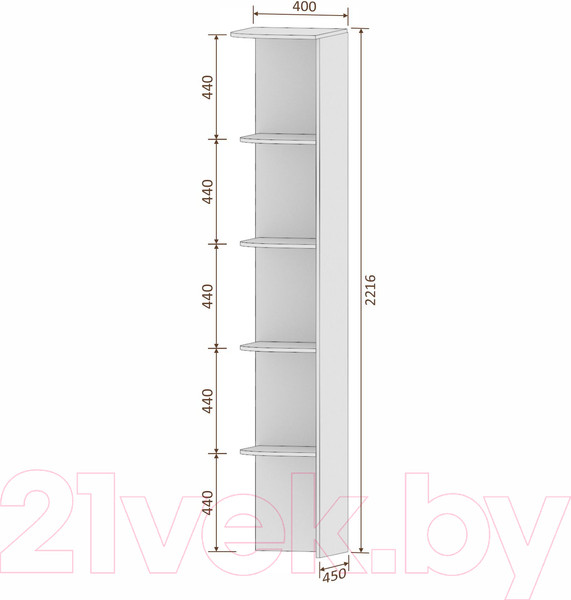 Изображение товара Угловое окончание для шкафа Кортекс-мебель Сенатор КМ32-45 (дуб сонома)