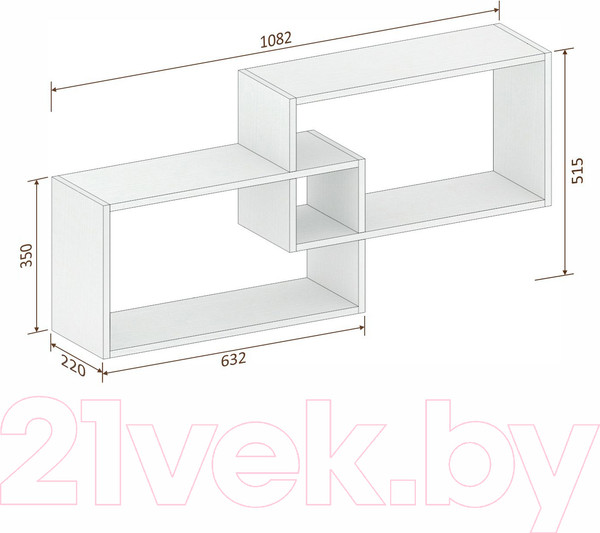 Изображение товара Полка-ячейка Кортекс-мебель КМ 24 (белый)