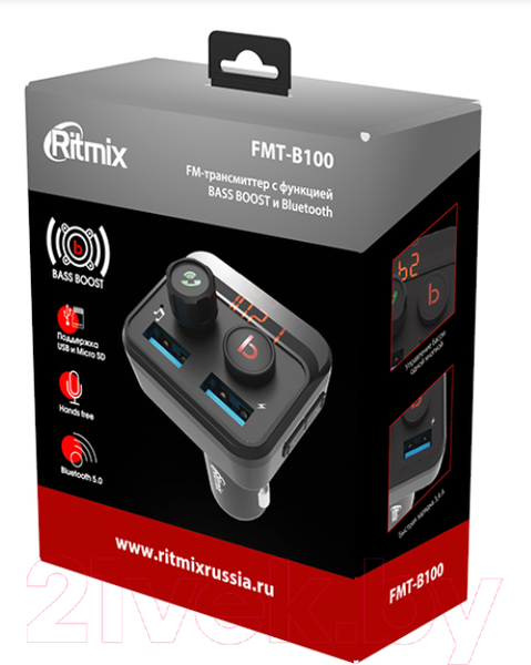 Изображение товара FM-модулятор Ritmix FMT-B100