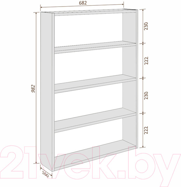 Изображение товара Полка Кортекс-мебель КМ 26 (дуб монтерей)