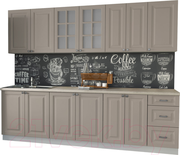 Изображение товара Кухонный гарнитур Интерлиния Мила Деко 2.6 А (луна/травертин серый)