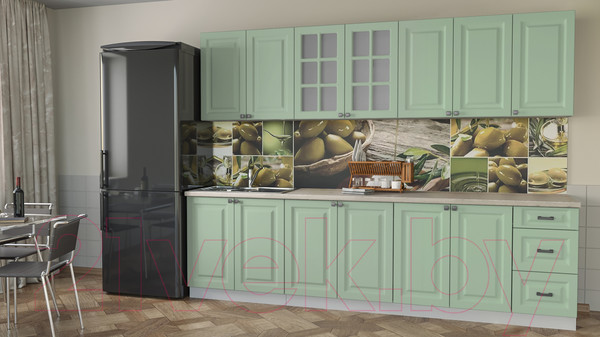 Изображение товара Кухонный гарнитур Интерлиния Мила Деко 2.8 А (мята/травертин серый)