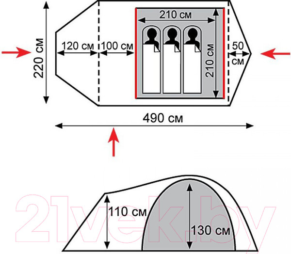Изображение товара Палатка Tramp Cave 3 V2 / TRT-21g (зеленый)