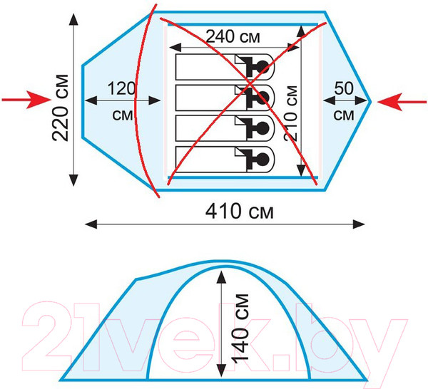 Изображение товара Палатка Tramp Mountain 4 V2 / TRT-24g (зеленый)