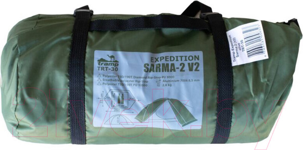 Изображение товара Палатка Tramp Sarma 2 V2 / TRT-30g (зеленый)