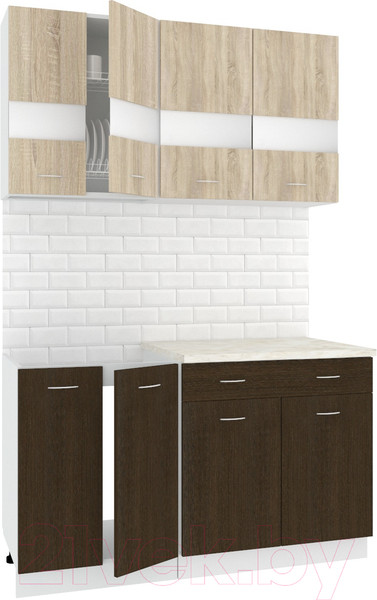 Изображение товара Кухонный гарнитур Кортекс-мебель Корнелия Экстра 1.4м (дуб сонома/венге/королевский опал)