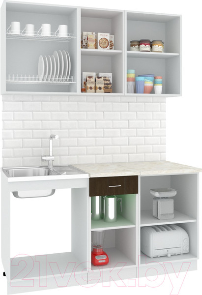 Изображение товара Кухонный гарнитур Кортекс-мебель Корнелия Экстра 1.5м (дуб сонома/венге/марсель)