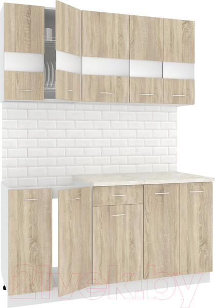 Изображение товара Кухонный гарнитур Кортекс-мебель Корнелия Экстра 1.6м (дуб сонома/королевский опал)