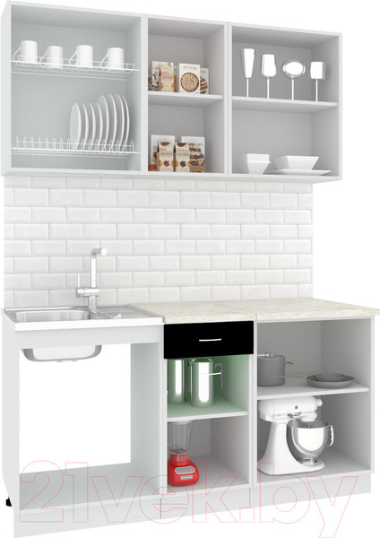 Изображение товара Кухонный гарнитур Кортекс-мебель Корнелия Экстра 1.6м (дуб сонома/королевский опал)