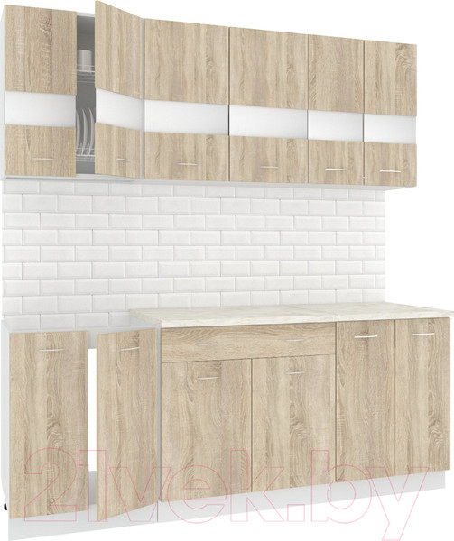 Изображение товара Кухонный гарнитур Кортекс-мебель Корнелия Экстра 2.0м (дуб сонома/королевский опал)