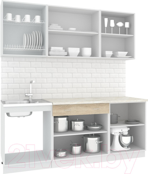 Изображение товара Кухонный гарнитур Кортекс-мебель Корнелия Экстра 2.0м (дуб сонома/королевский опал)