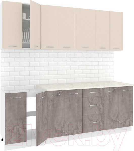Изображение товара Кухонный гарнитур Кортекс-мебель Корнелия Лира 2.2м (капучино/оникс/королевский опал)