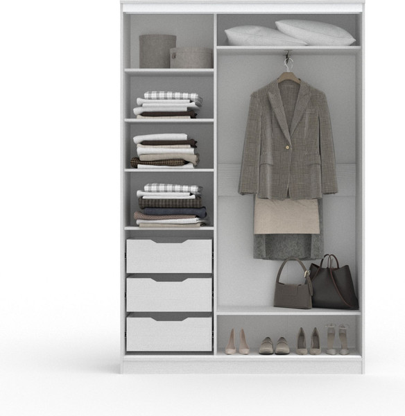 Изображение товара Шкаф-купе Кортекс-мебель Сенатор ШК10-45 Геометрия с зеркалом (белый)